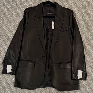 NEW Madewell Women’s Black Leather Jacket in Size Large